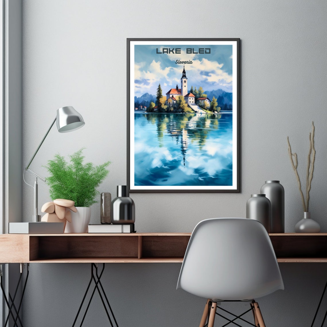 Lake Bled Traditional Travel Poster, Slovenia - Image 2