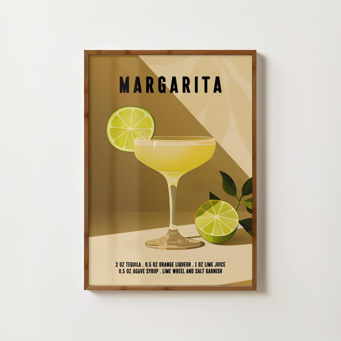 Classic Margarita Lime Cocktail Recipe Retro Bar Decor Poster