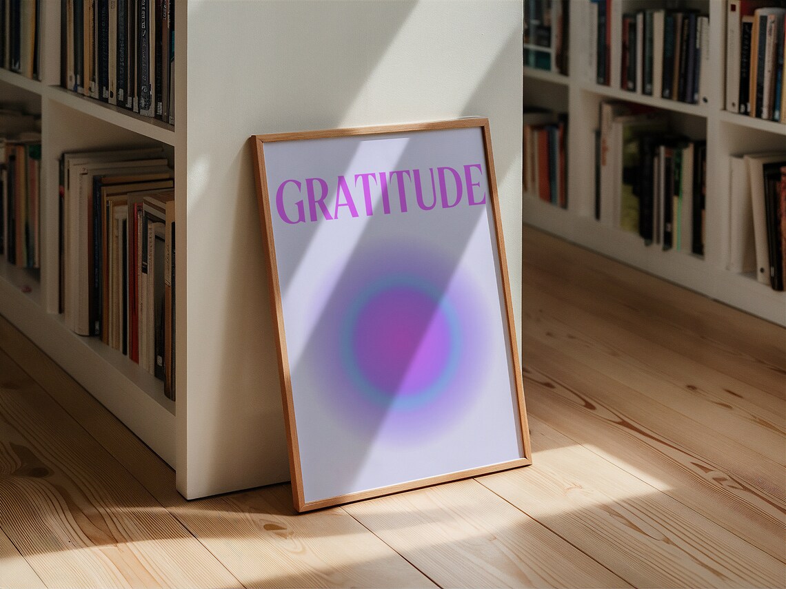 Gratitude in Purple Aura Typography Gradient Meditation Poster - Image 2
