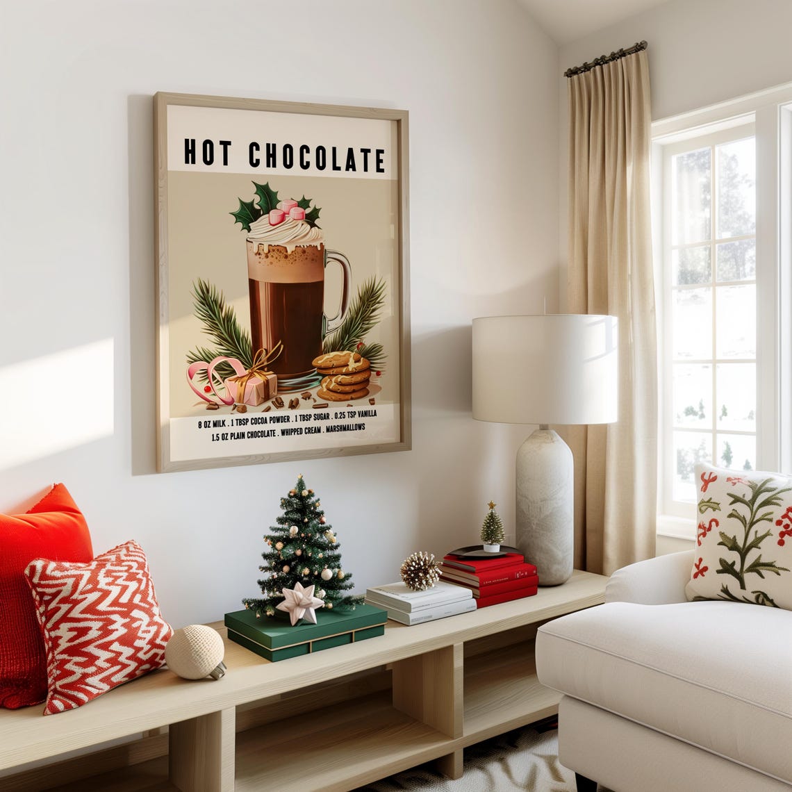 Festive Hot Chocolate Christmas Mug Recipe Poster With Marshmallows - Image 3