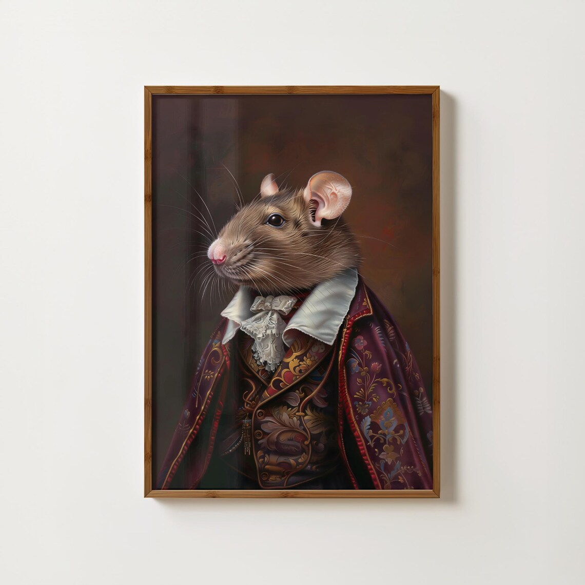 Vintage Rat Print Victorian Rat Painting Funny Animal Portrait Rat King Poster Dark Academia Print Moody Wall Art Dark Arts Print Mouse Art