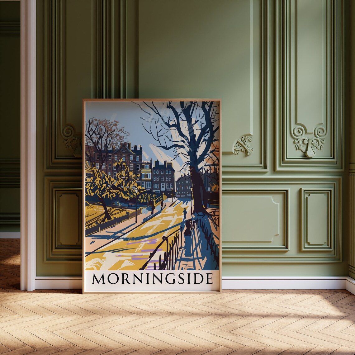 Morningside Edinburgh Sunny Autumn Street Scene Travel Poster - Image 3