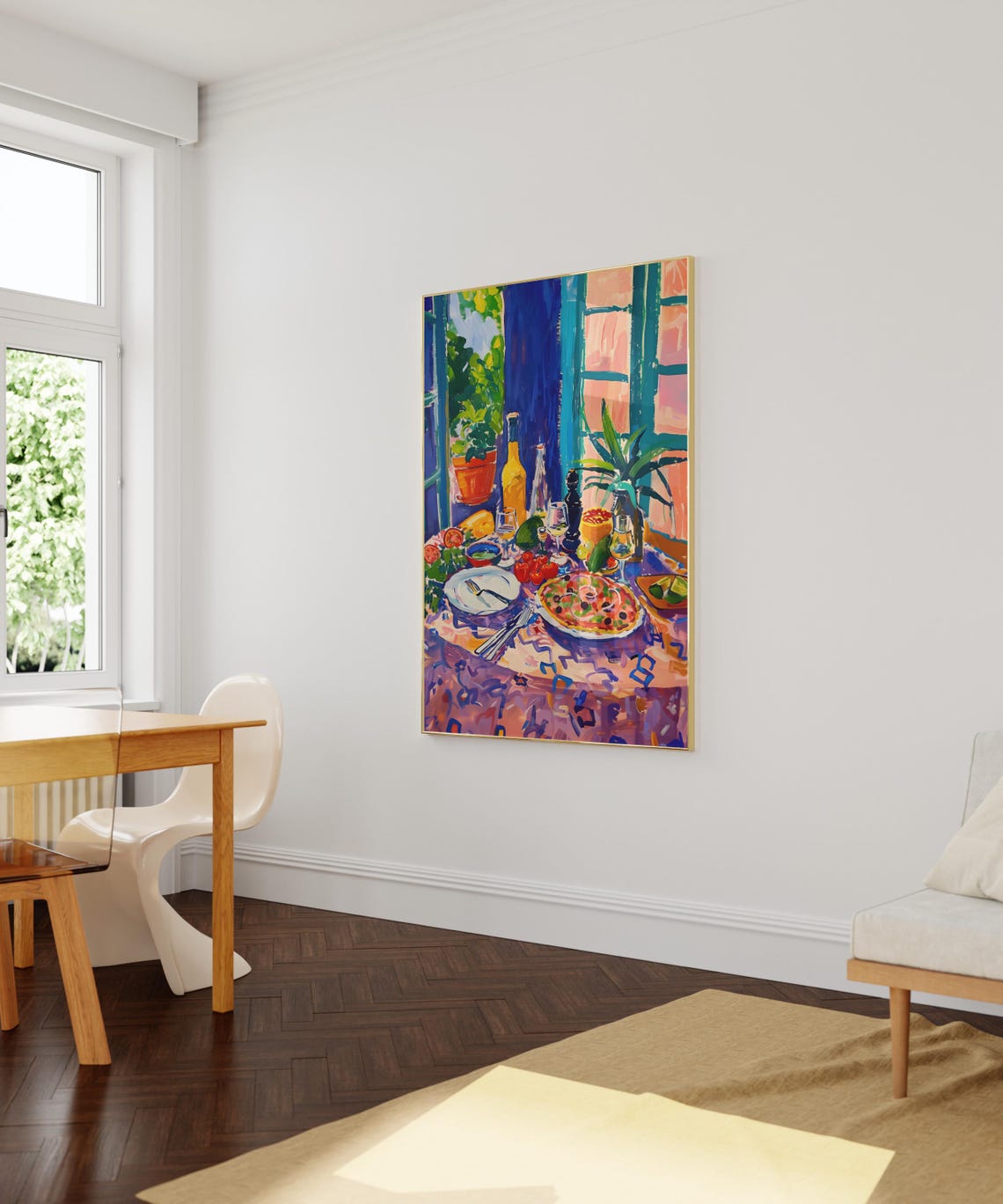 Italian Pizza Night Dinner Table Scene Colourful Kitchen Poster - Image 3