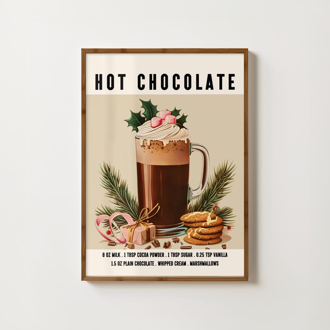 Festive Hot Chocolate Christmas Mug Recipe Poster With Marshmallows