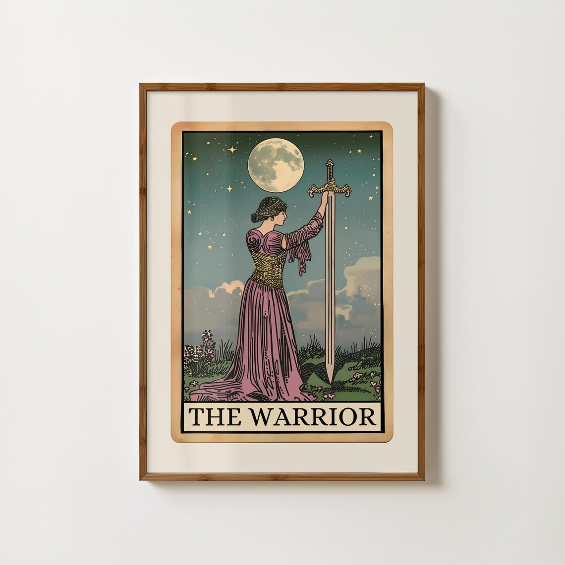 Warrior Tarot Card, Boho Spiritual Art Print