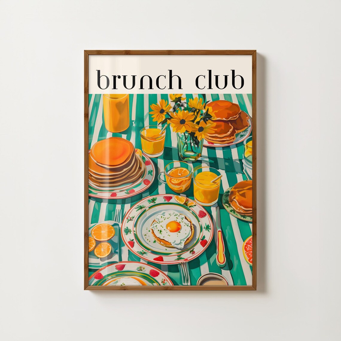 Brunch Club Colorful Breakfast Table Spread Illustration Poster