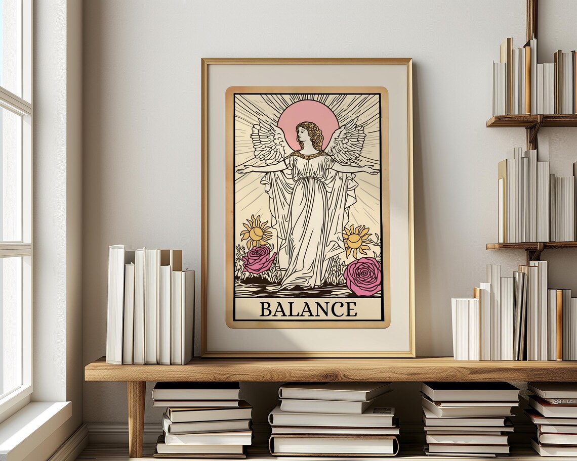 Balance Tarot Card Print Spiritual Art Balance Print Temperance Tarot Poster Balance Wall Art Tarot Painting Mystical Painting Witchy Decor - Image 4