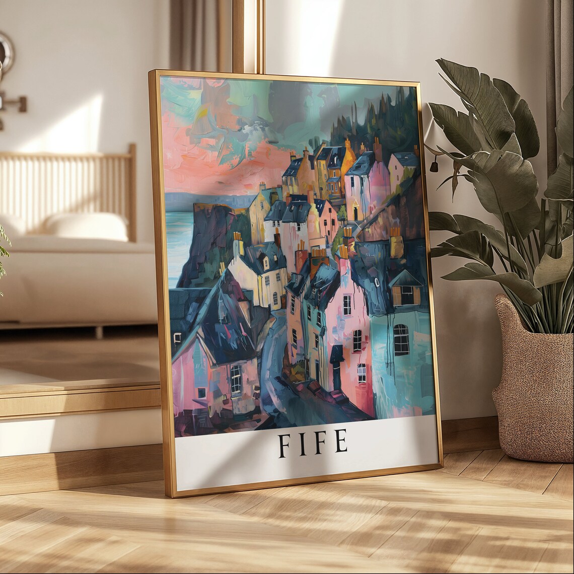 Fife Scotland Colorful Coastal Fishing Village Travel Art Poster - Image 2