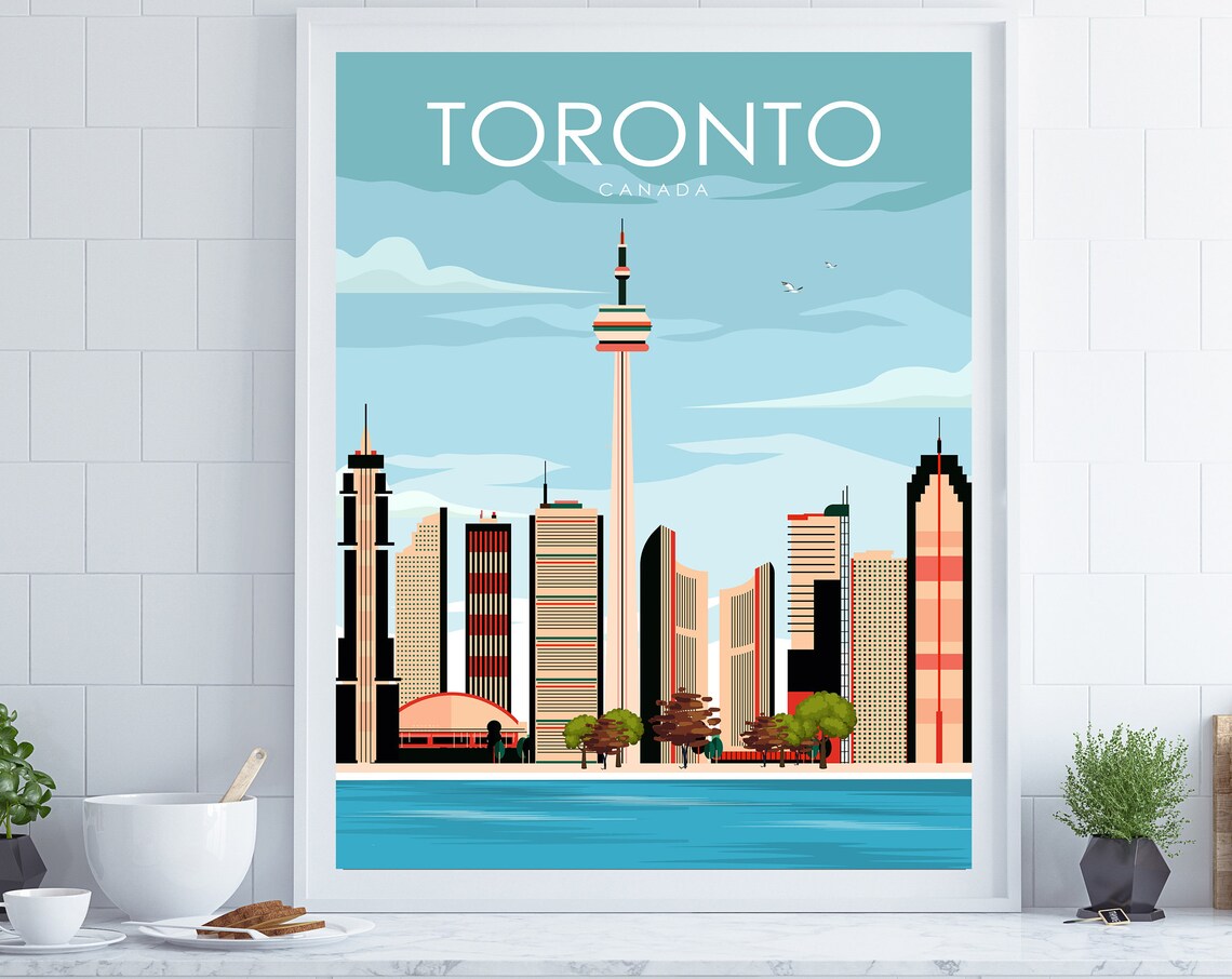 Toronto Retro Travel Poster, Canada Wall Art
