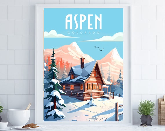 Aspen Travel Print Aspen Poster Colorado Poster Ski Resort Poster Aspen Colorado Travel Poster Us Poster Ski Poster