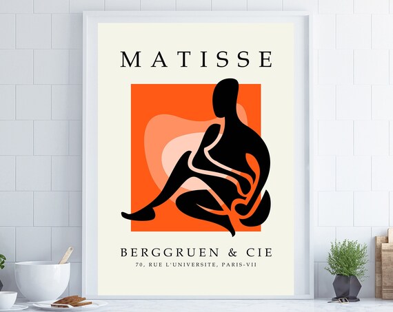 Henri Matisse Print Botanical Orange Flowers Print Papier Decoupe Exhibition Poster Danish Pastel Decor Abstract Floral Print Flower