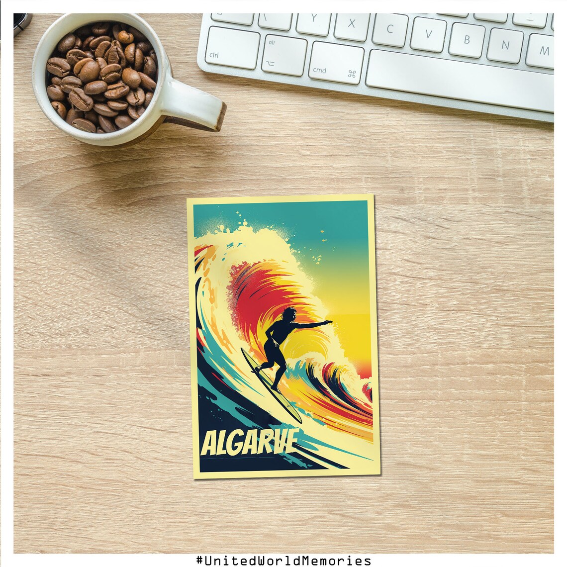 Algarve Surfing Paradise Retro Portugal Wave Riding Travel Poster - Image 3