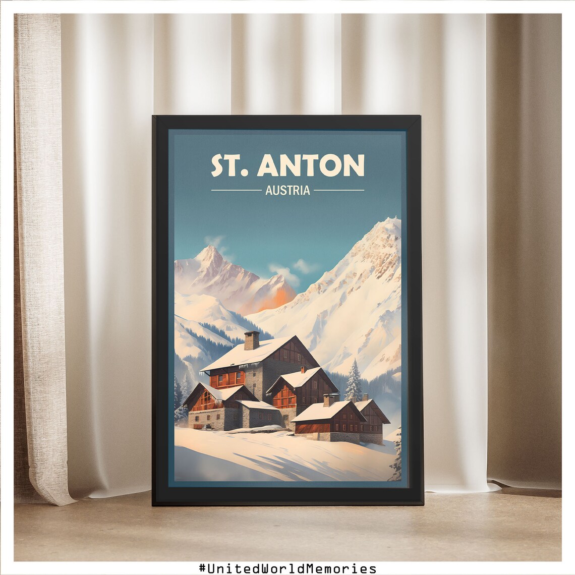 St Anton Austria Alpine Chalet Snowy Mountain Village Poster - Image 5