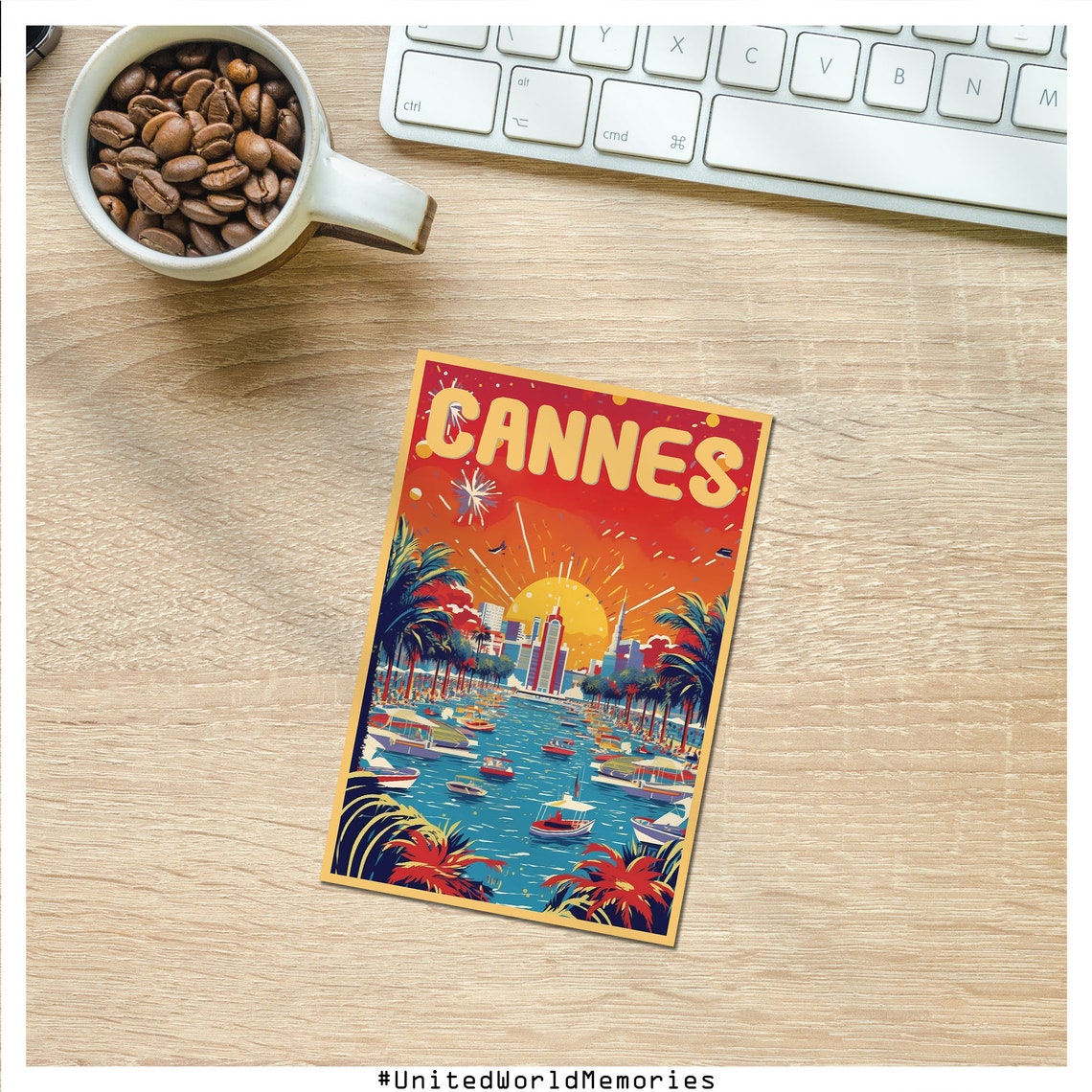 Cannes Fireworks Harbor Retro French Riviera Celebration Poster - Image 3