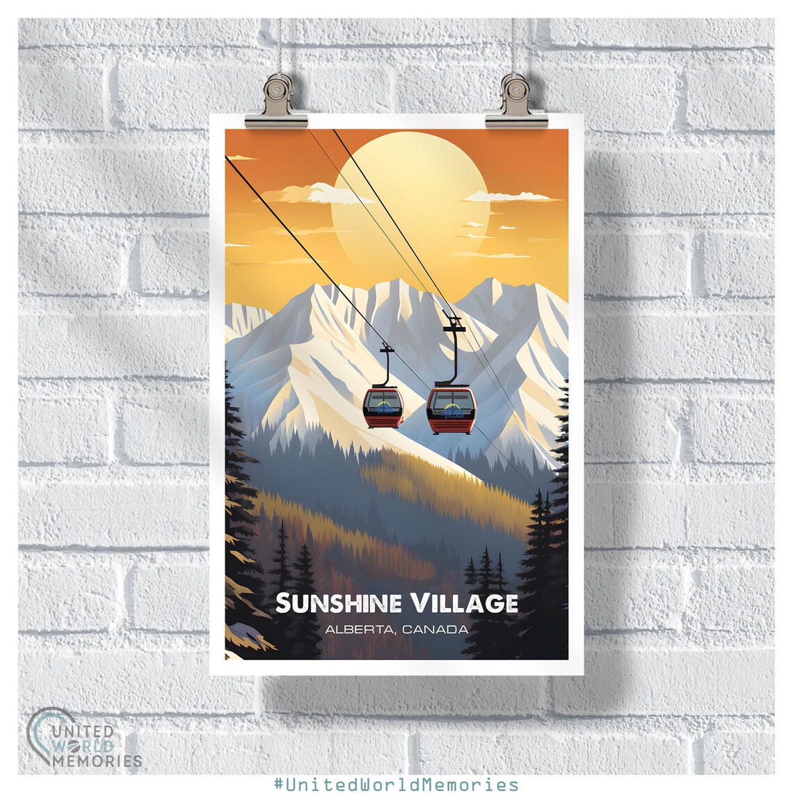 Banff Sunshine Village Gondola Adventure Travel Poster