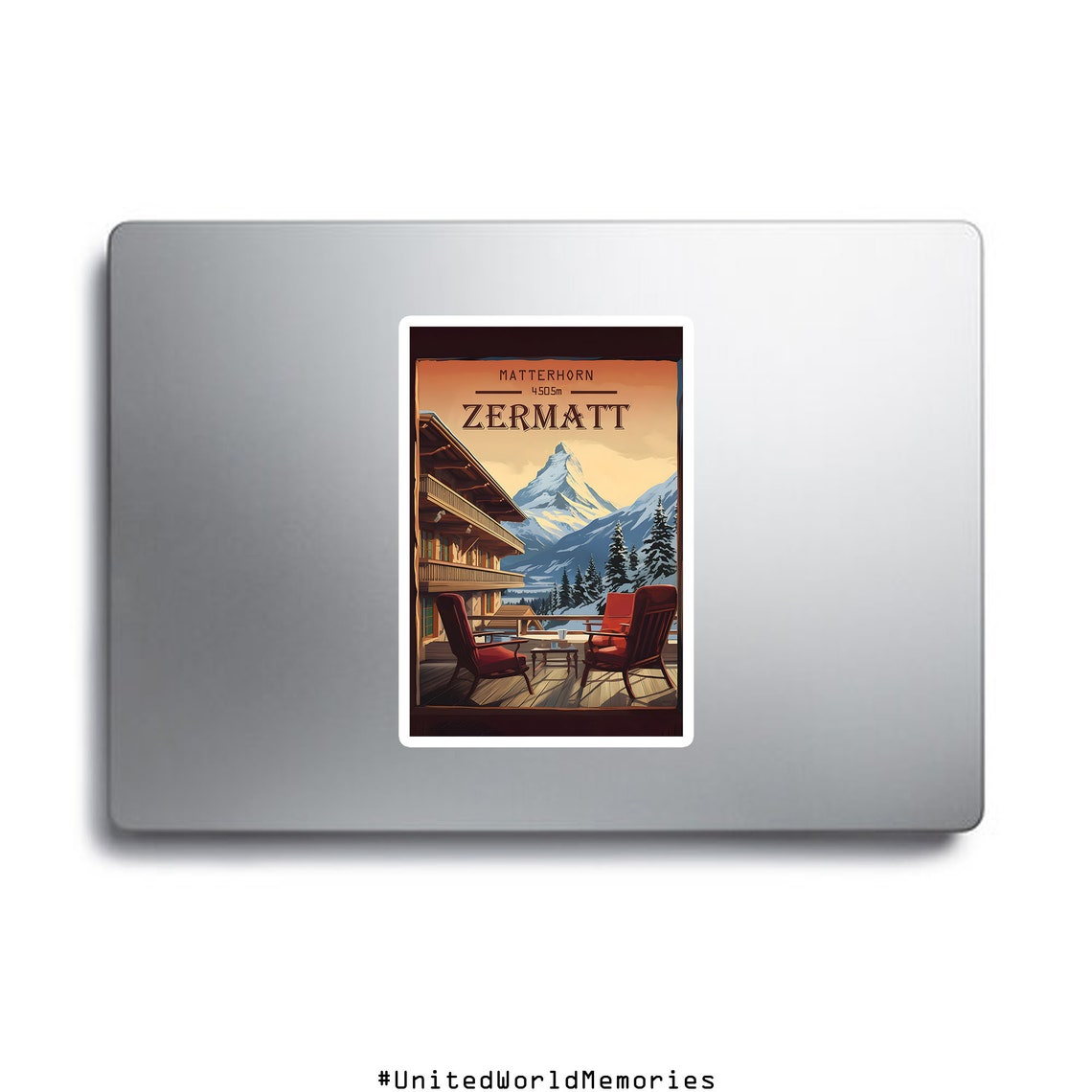 Zermatt Matterhorn Alpine Chalet Balcony Mountain View Poster - Image 3