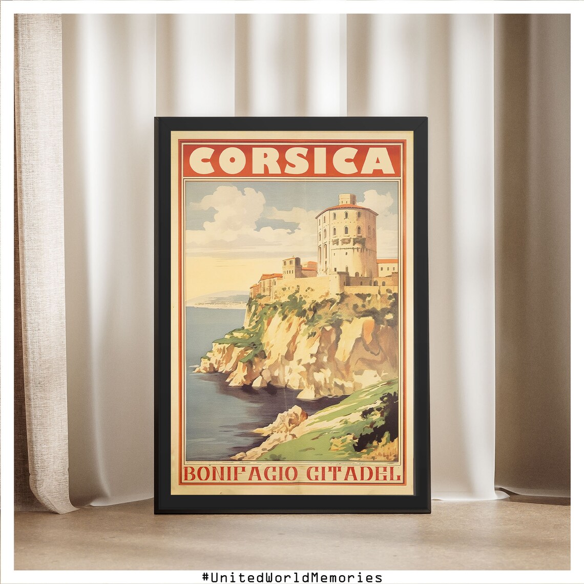 Corsica Bonifacio Citadel Cliffs Vintage France Retro Travel Poster - Image 5