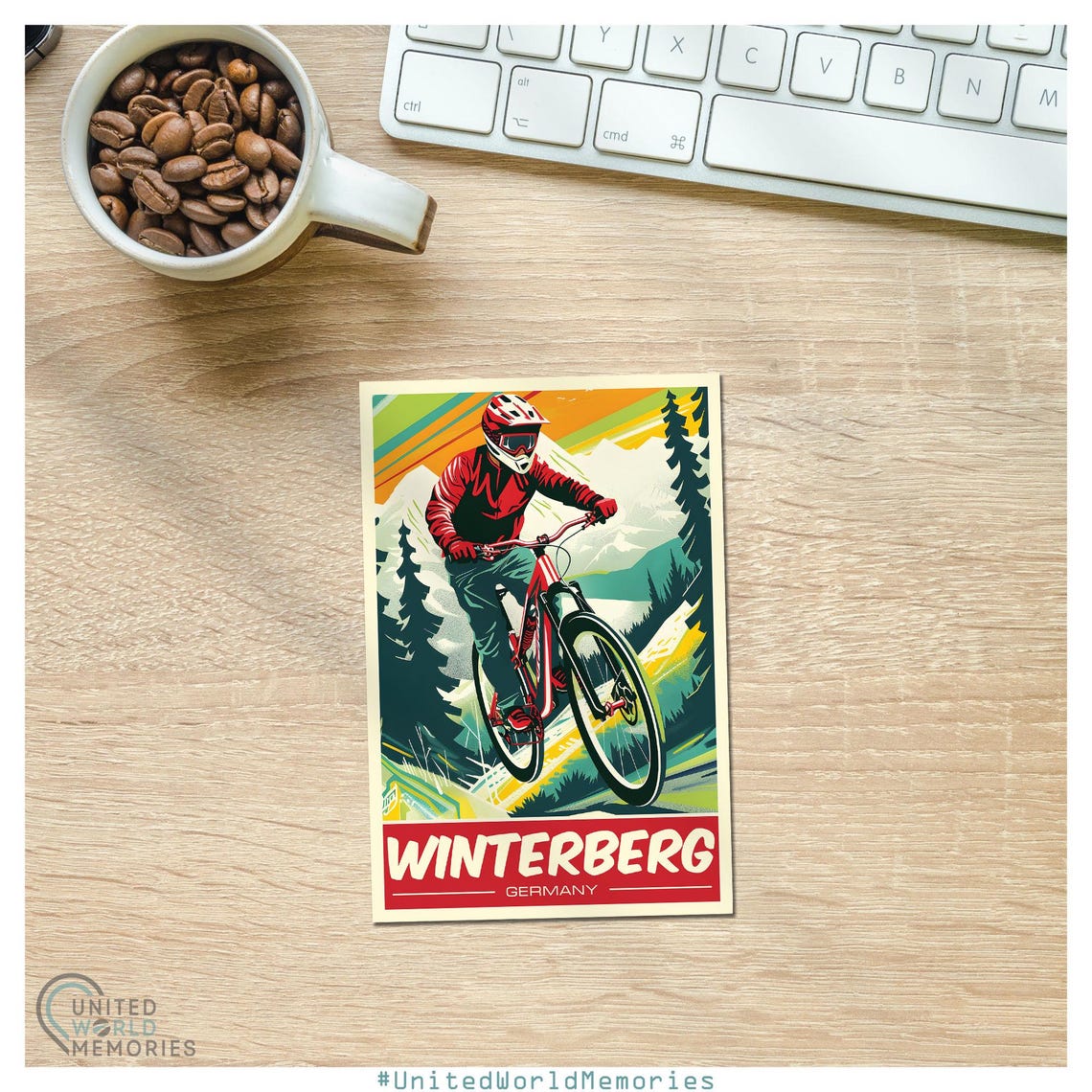 Winterberg Germany Retro Downhill Mountain Biker Sunset Sports Poster - Image 2