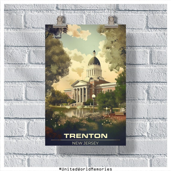 New Jersey Travel Poster Trenton Poster New Jersey Vintage Poster Wall Decor New Jersey Print New Jersey Retro Poster Nj Poster