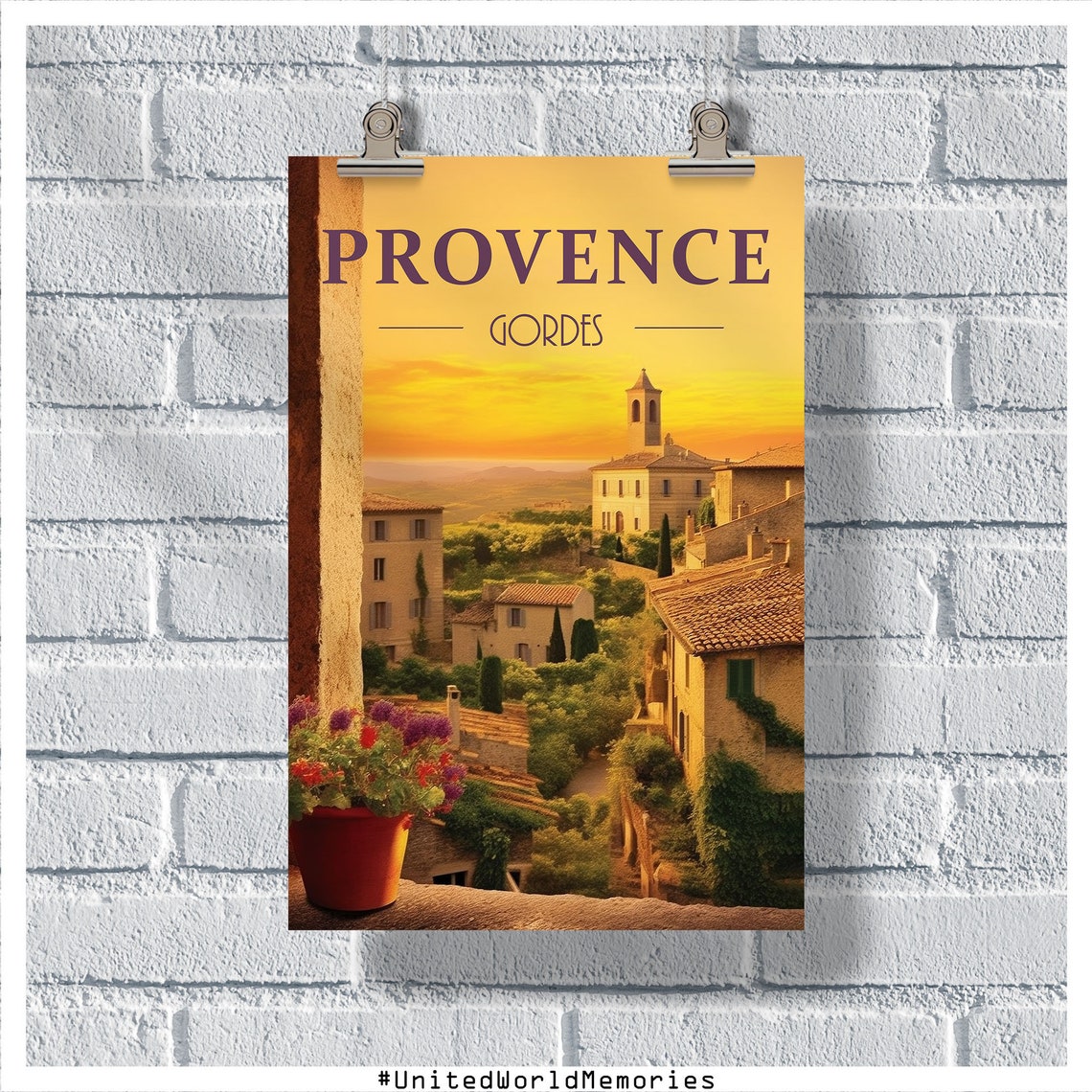 Provence Travel Poster Gordes Poster France Poster Provence Wall Art Provence Gift Idea Provence France Vintage Poster Gordes Wall Art