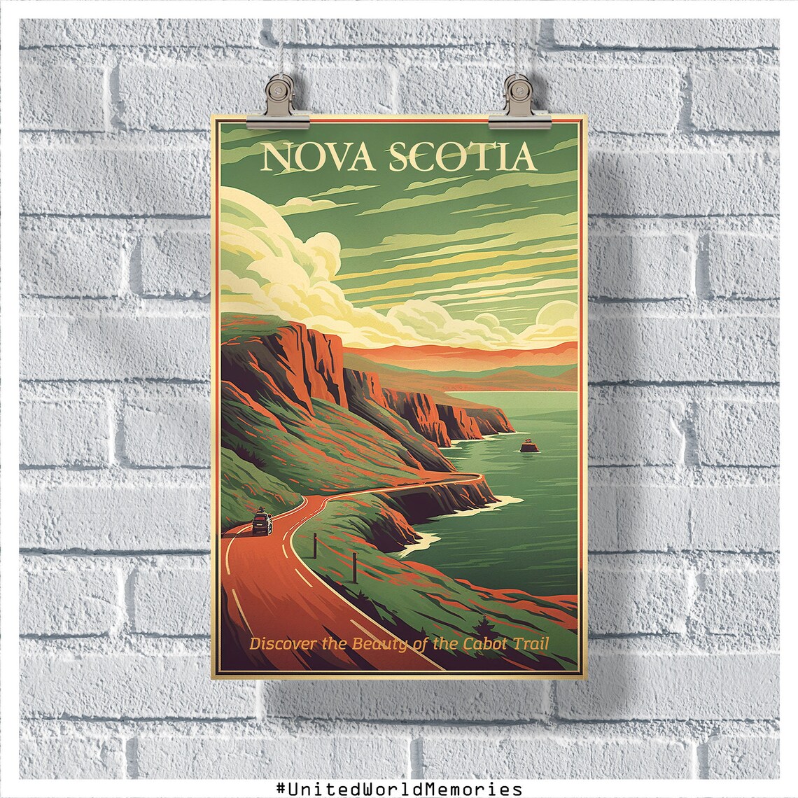 Nova Scotia Travel Poster, Cabot Trail Vintage Art Print