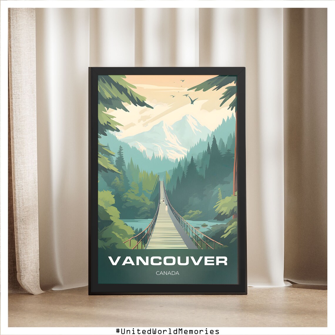 Vancouver Capilano Suspension Bridge Vintage Travel Poster