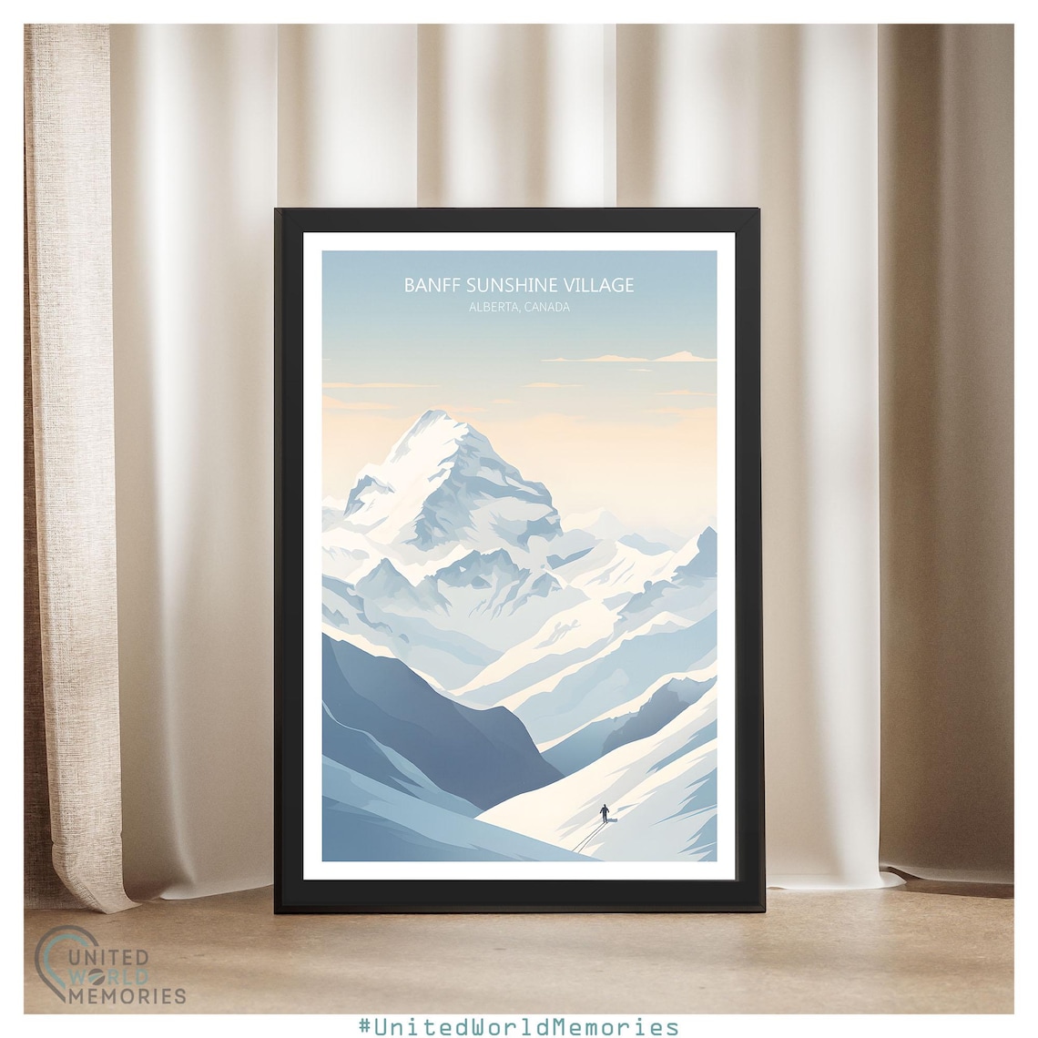 Banff Sunshine Village Alpine Peak Minimalist Snowy Mountain Poster - Image 4