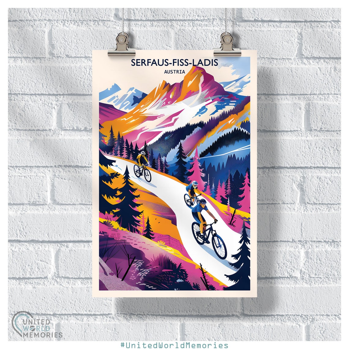 Bikepark Serfaus Fiss Ladis Downhill Dream Poster Mountain Bike Poster Austria Bike Park Print