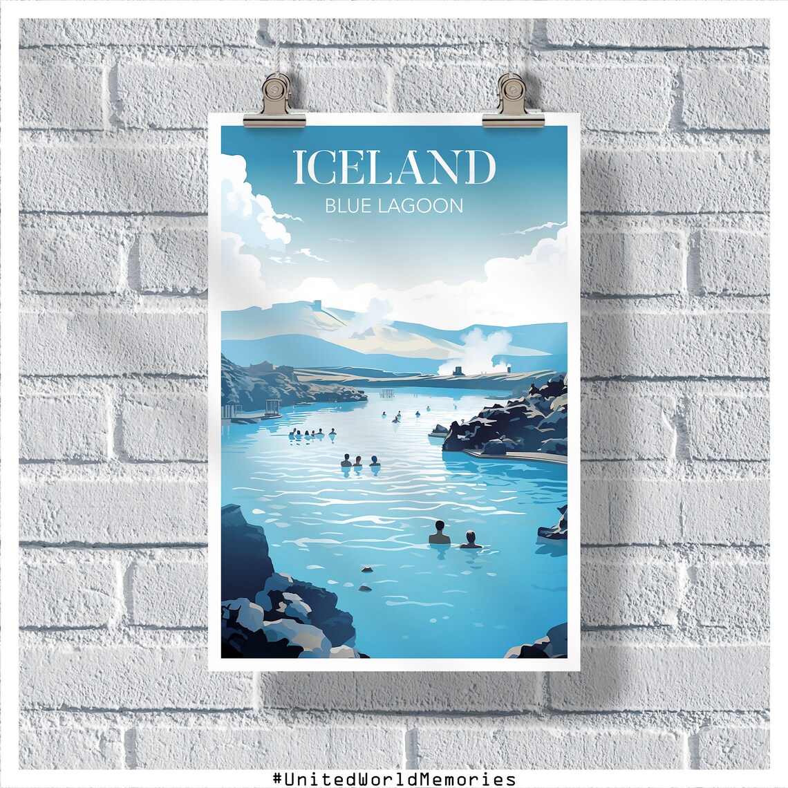 Blue Lagoon Iceland Travel Poster, Wall Art Print