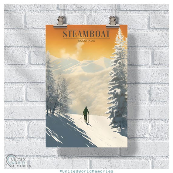 Steamboat Ski Resort Aspen Shadows Poster Colorado Ski Resort Print Snowboarding Wall Art Steamboat Ski Gifts