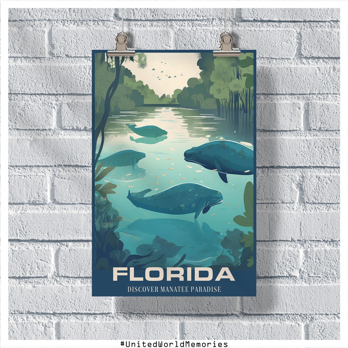 Florida Manatee Paradise Gentle Giants Crystal Springs Wildlife Poster