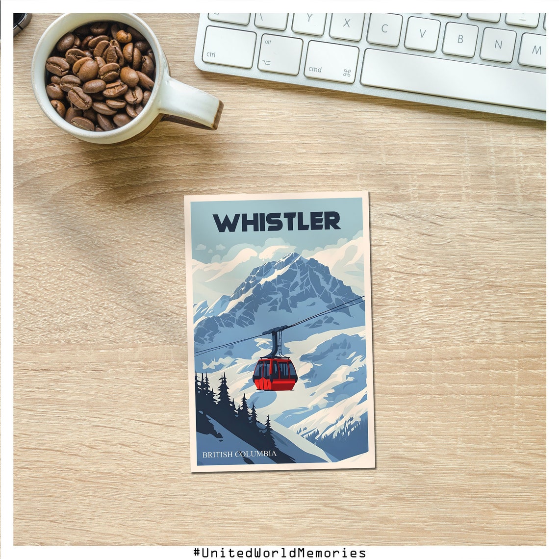 Whistler British Columbia Gondola Ride Snowy Alpine Peaks Poster - Image 4