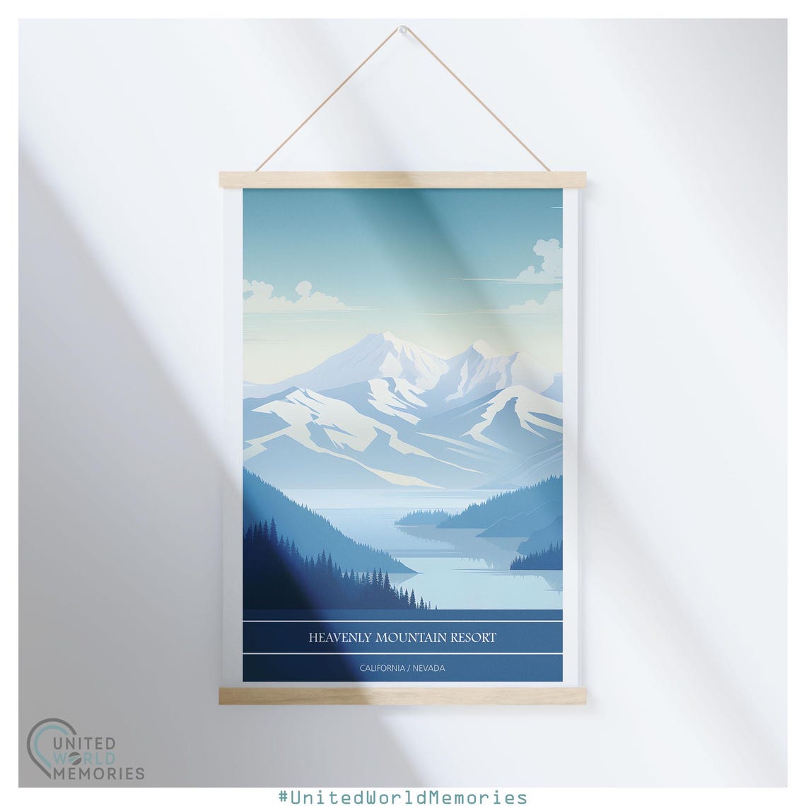 Heavenly Mountain Resort California Nevada Minimalist Blue Lake Poster - Image 5