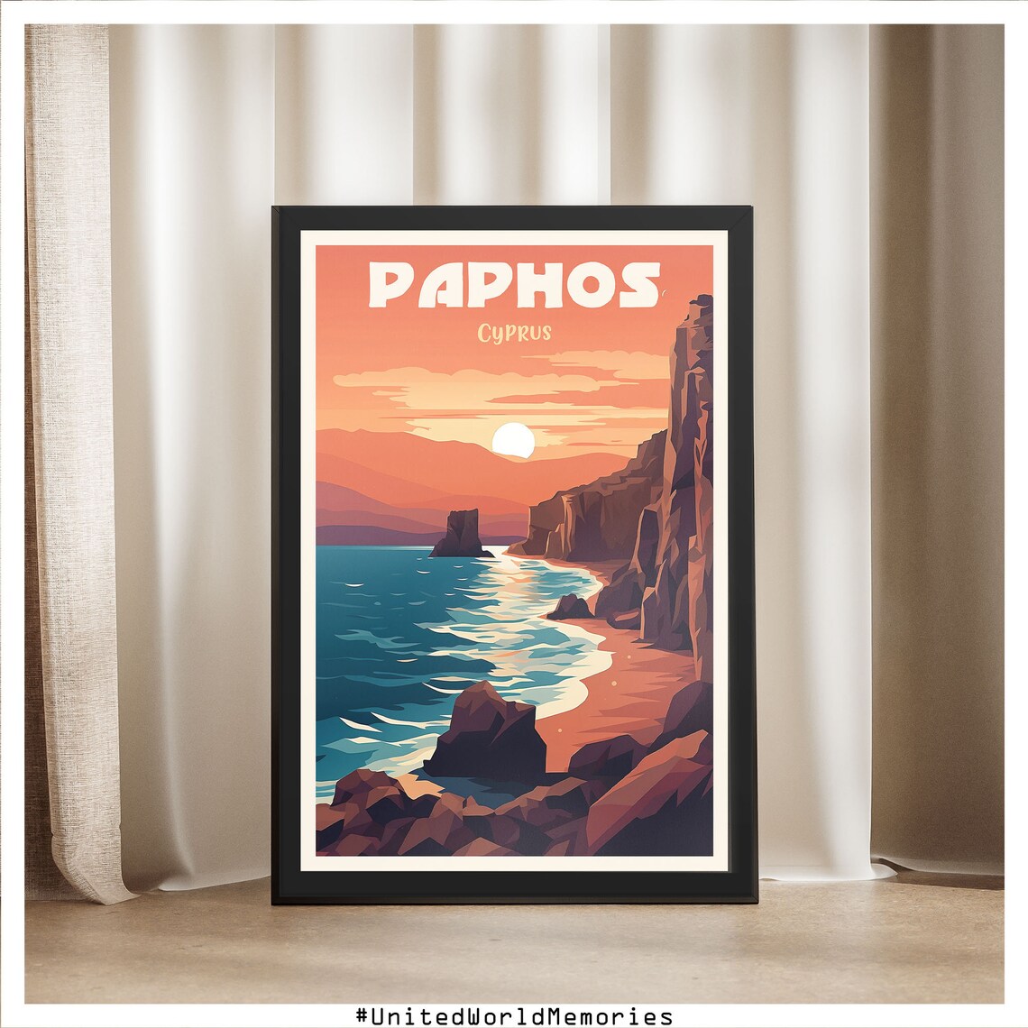 Paphos Aphrodites Rock Travel Poster, Cyprus - Image 5