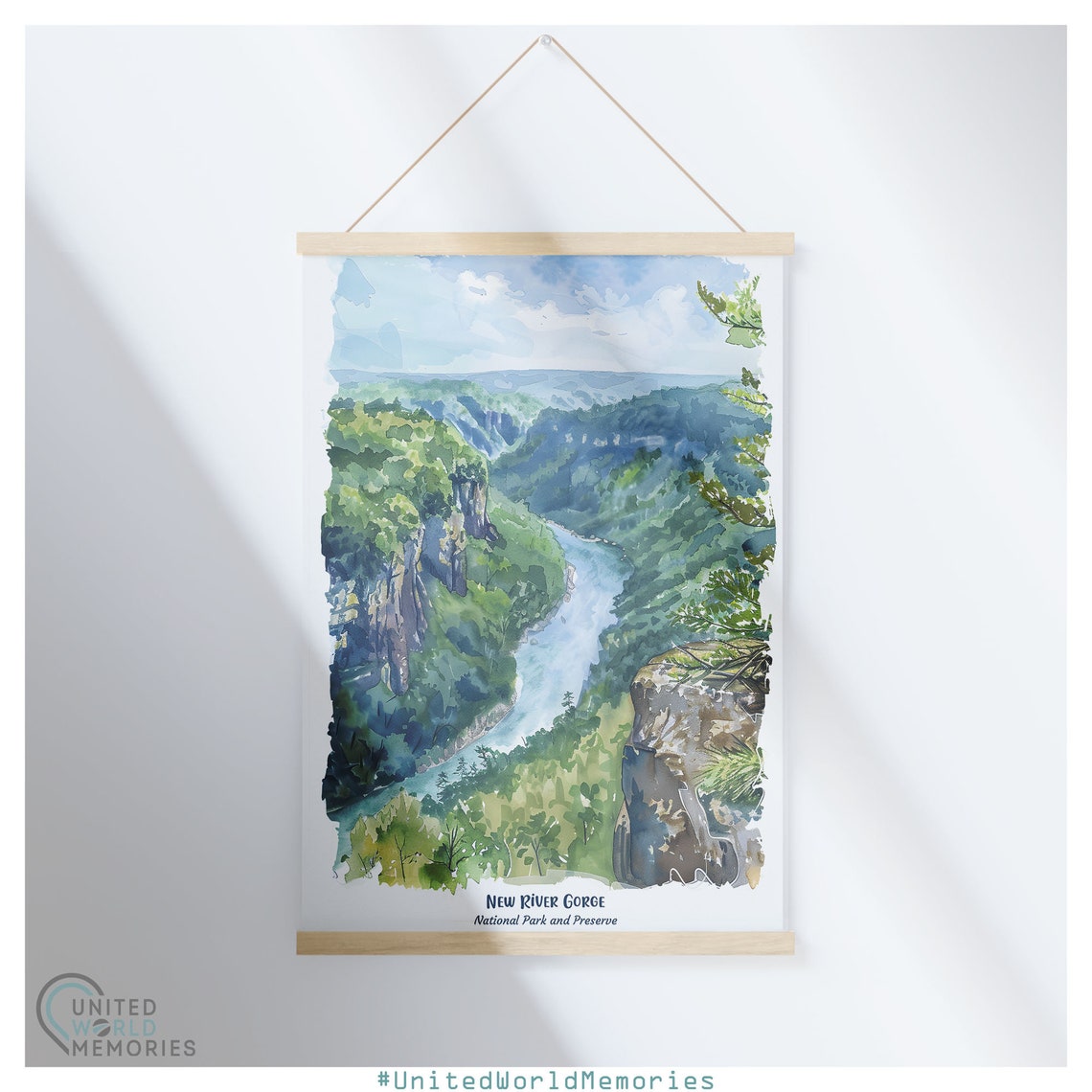 New River Gorge National Park Watercolor River Valley Poster - Image 5