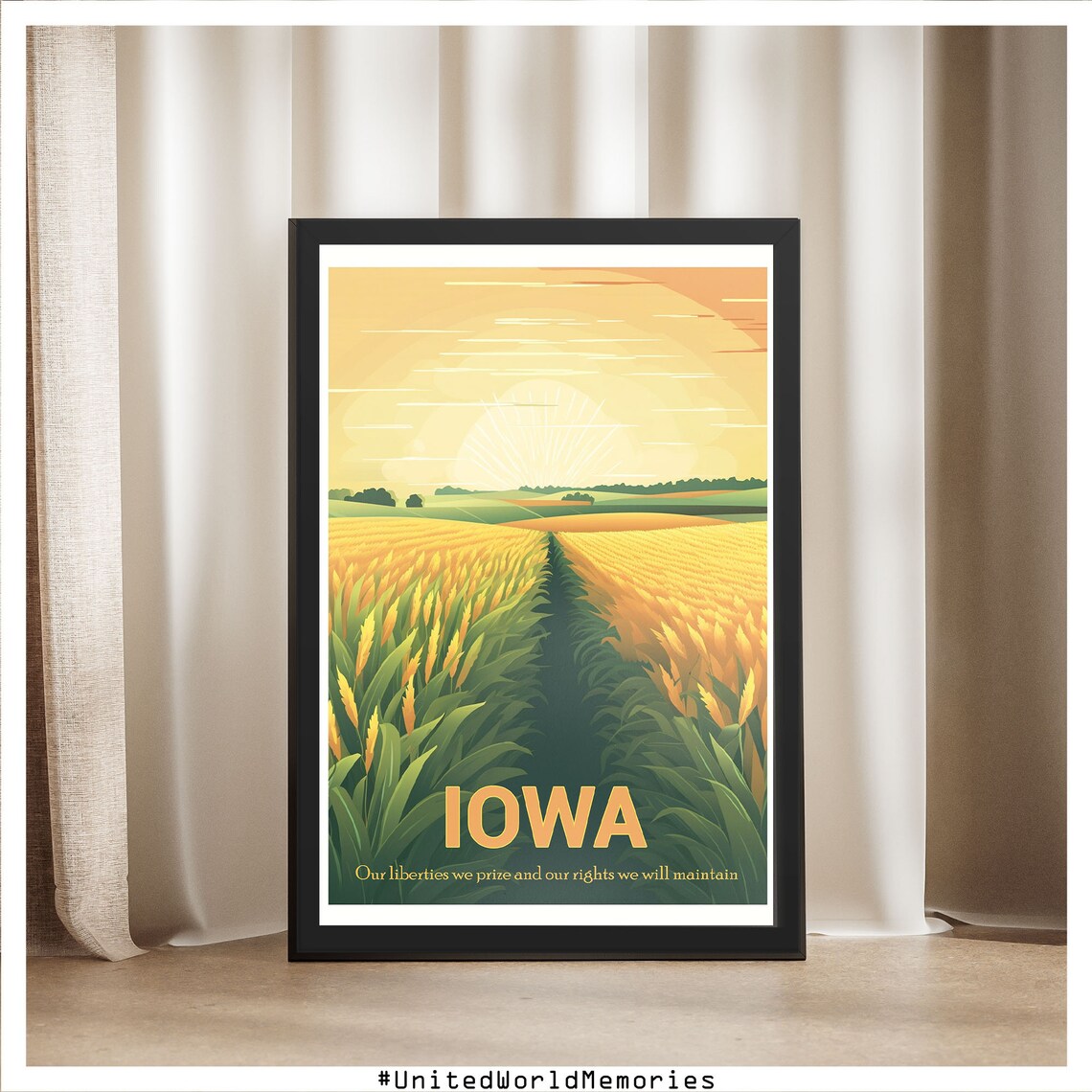 Iowa Cornfield Sunset Golden Harvest Retro Vintage Travel Poster - Image 5