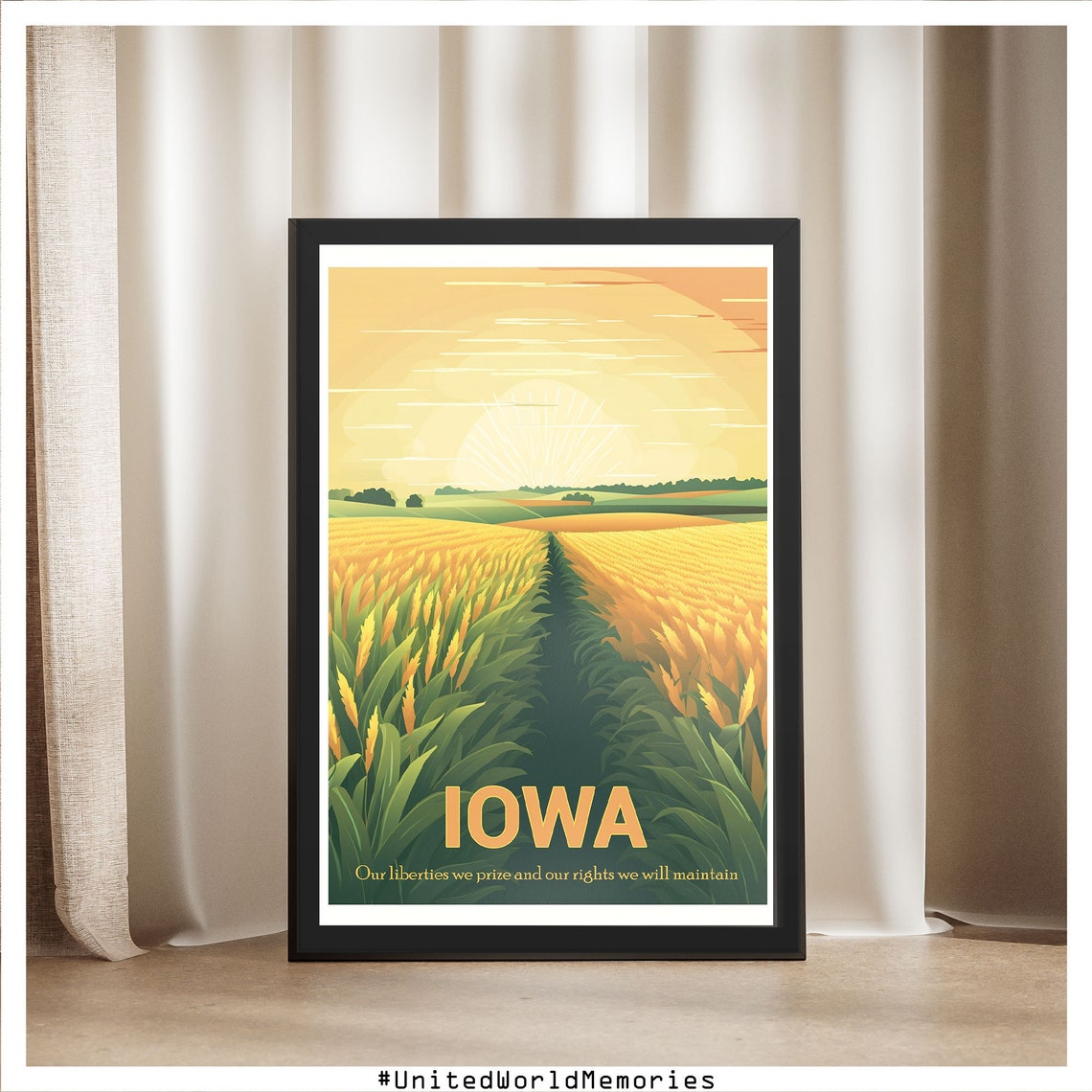 Iowa Travel Poster Welcome To Iowa Poster Iowa Vintage Poster Wall Decor State Poster Iowa Print Iowa Retro Poster Iowa Wall Art - Image 5