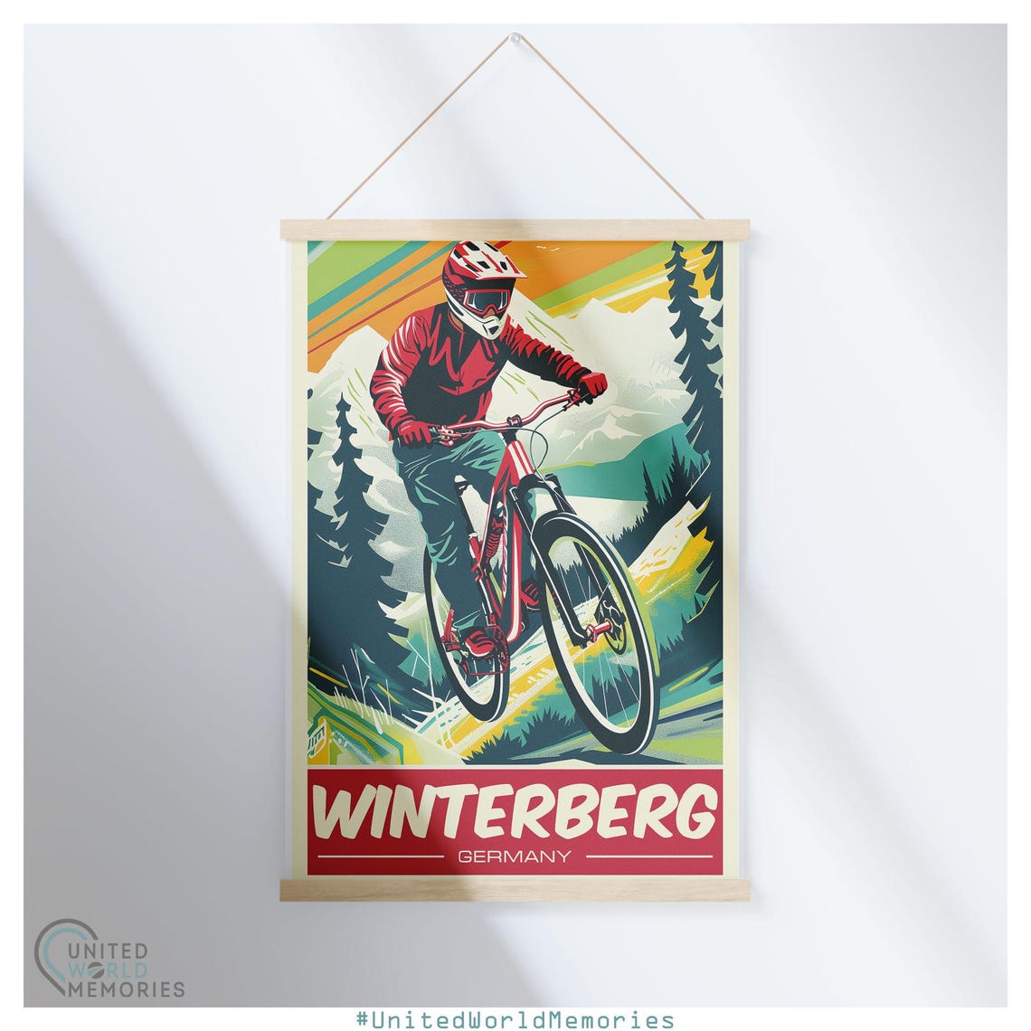 Winterberg Germany Retro Downhill Mountain Biker Sunset Sports Poster - Image 5
