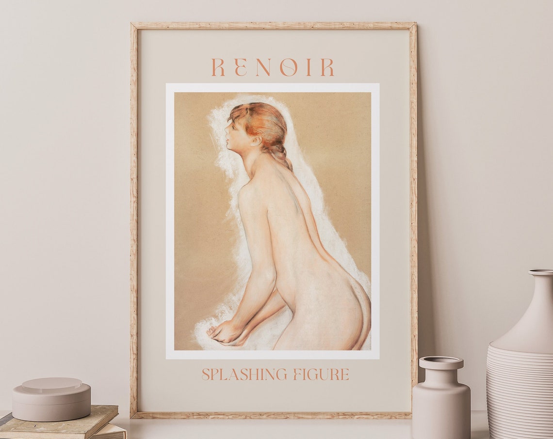 Auguste Renoir Splashing Figure Red Chalk Bather Study Poster