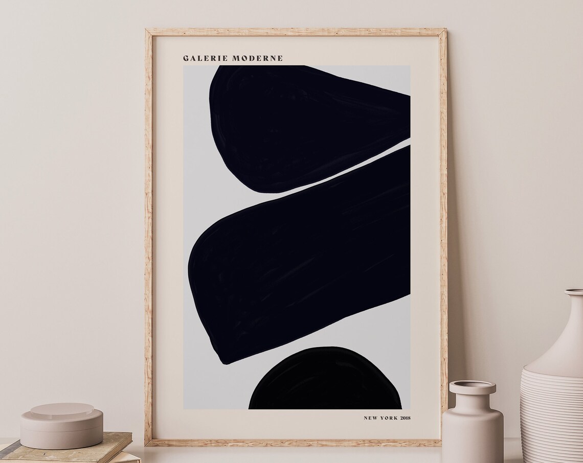 Galerie Moderne Bold Black Organic Shapes Minimalist Abstract Poster