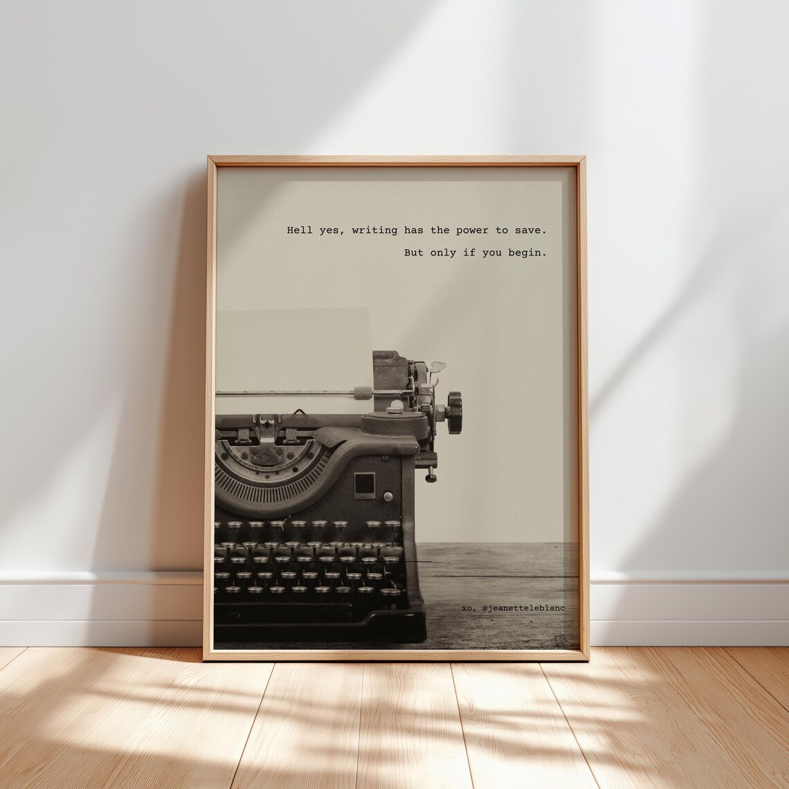 Typewriter Writing Quote, Minimalist Literary Artwork