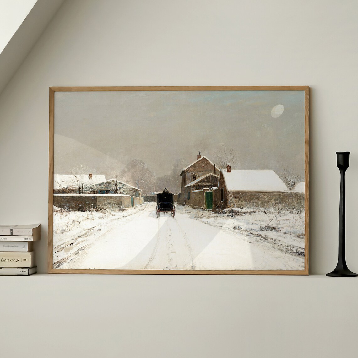 Cozy Winter Scene Art Print, Winter Village - Image 4