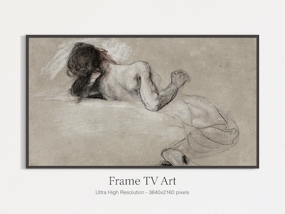 Reclining Woman Charcoal Figure Sketch Classical Drawing Art Print