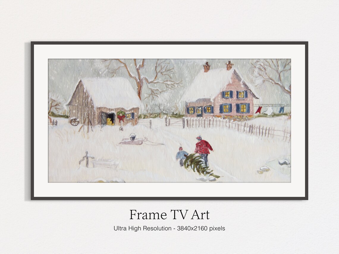 Winter Village Painting Christmas Season Art Print - Image 4