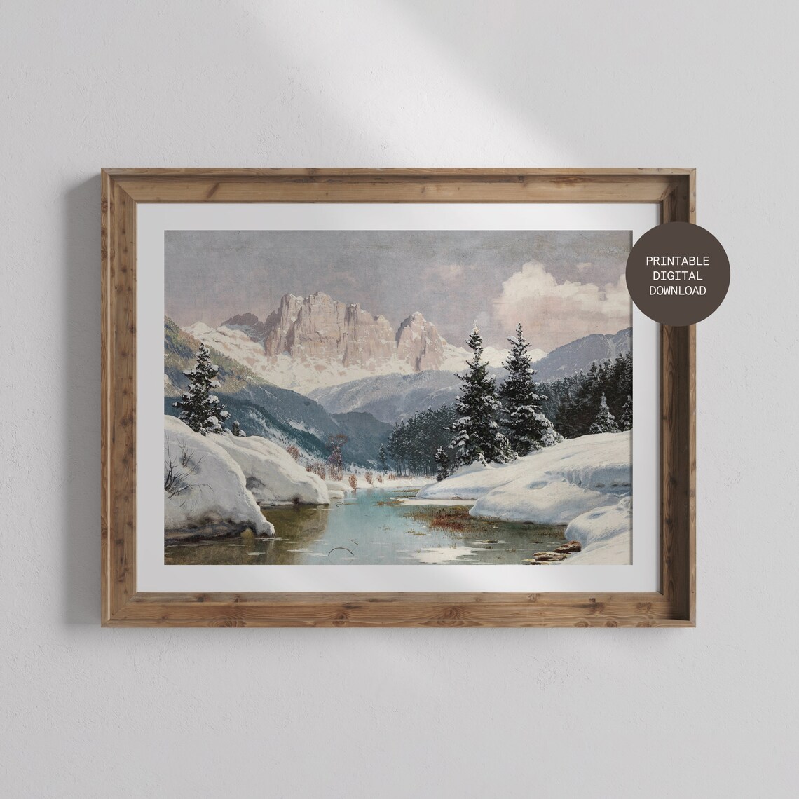 Winter Mountain Scenery, Classic Oil Painting - Image 3