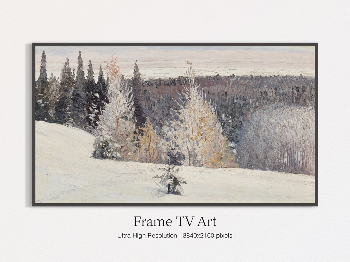 Christmas Winter Oil Landscape Vintage Art Print