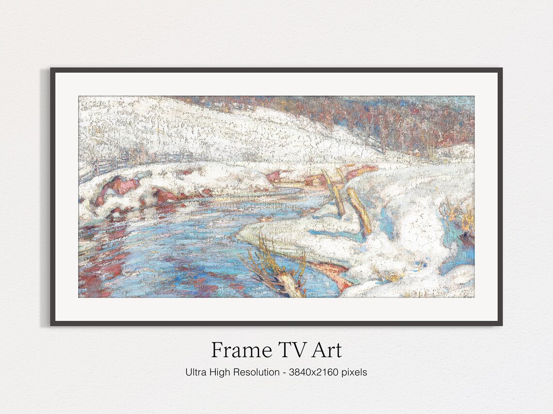 Christmas Time Winter Scenery Oil Art Print - Image 4