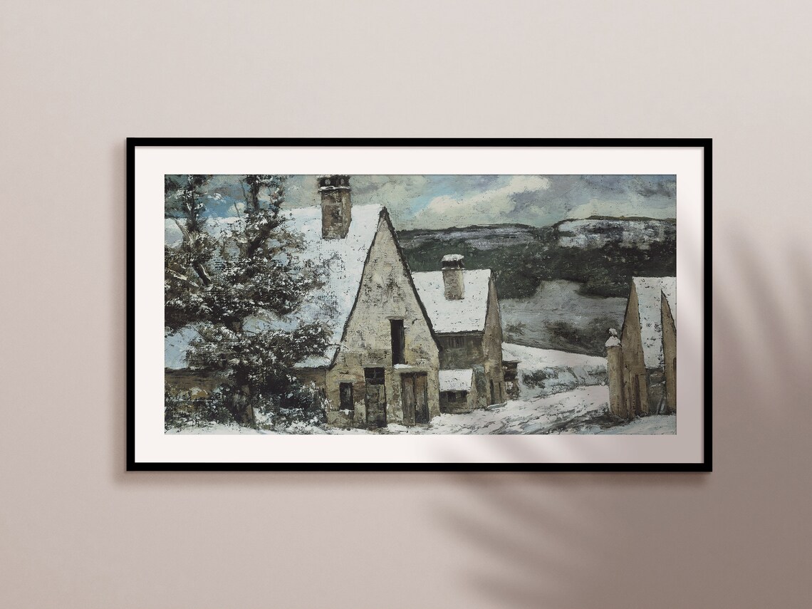 Winter Snow Oil Landscape Art Print, Vintage Style - Image 2