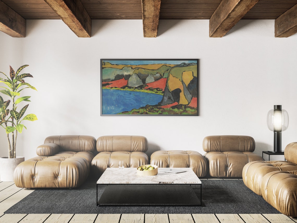 Fauvist Abstract Landscape Bold Colorful Cliffs Coastal Art Poster - Image 4