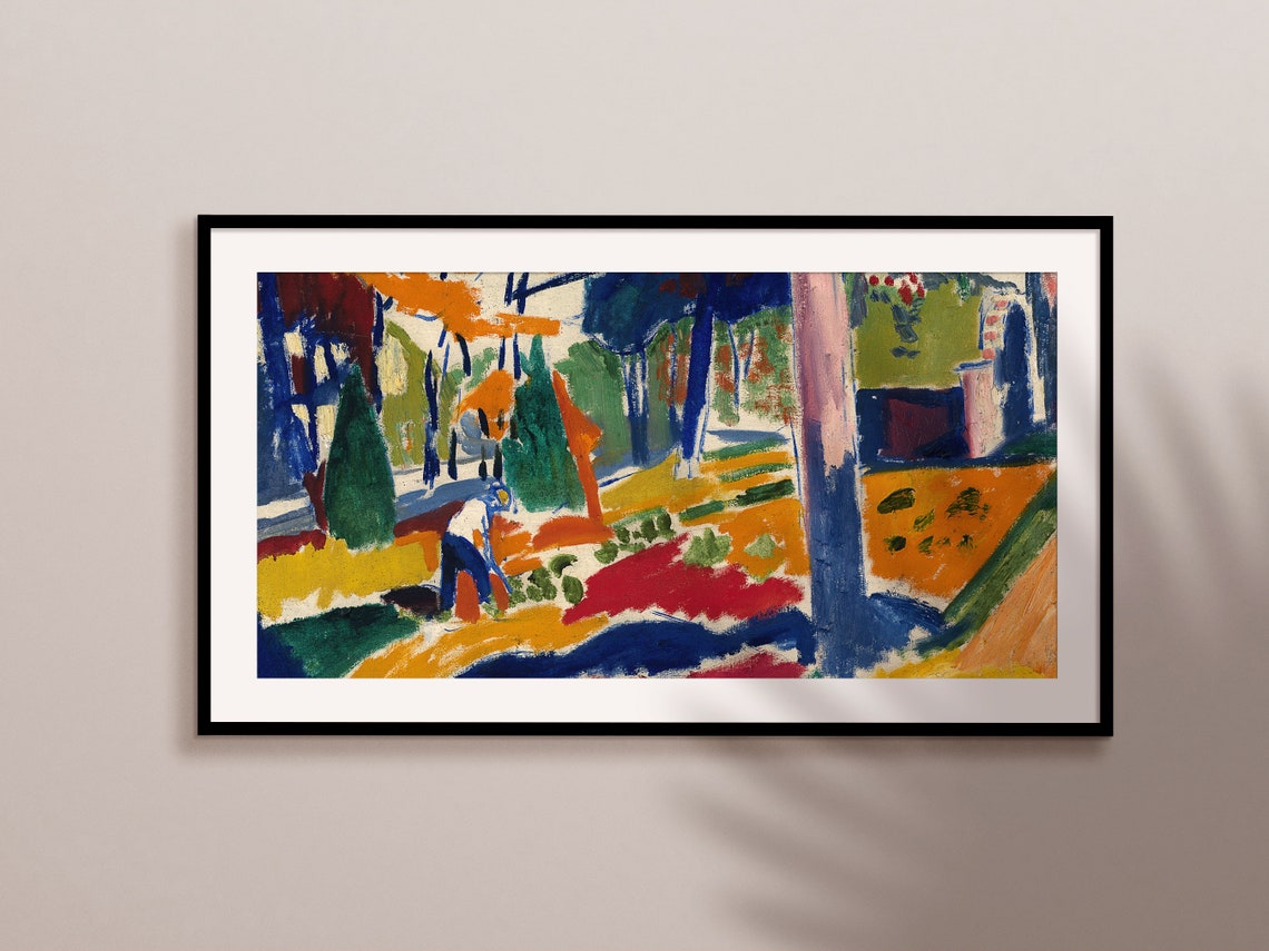 Fauvist Summer Garden Painting Bold Orange Blue Trees Wall Art Print - Image 2